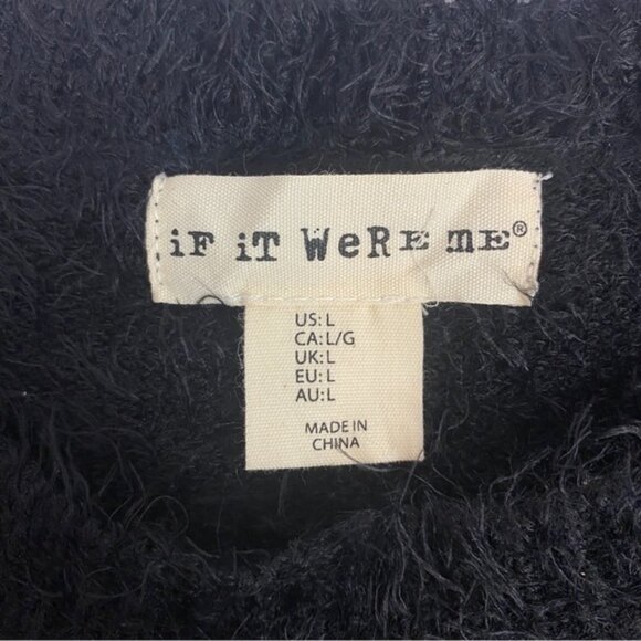 If It Were Me Sweater Womens Large Black Long Sleeve Long Line Pull Over Furry - Picture 5 of 9